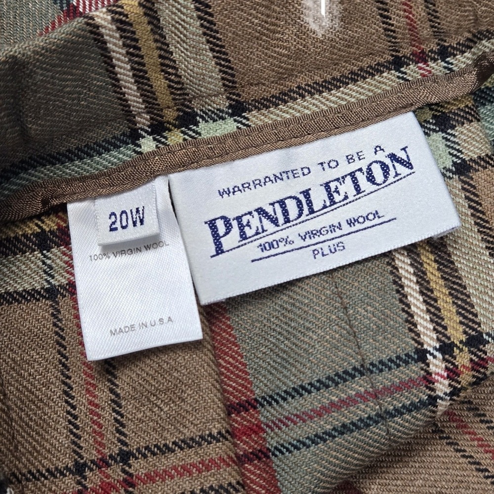 Pendleton Vintage Wool Plaid Pleated Midi Skirt Brown Green Red Plus Size 20W - Picture 3 of 9